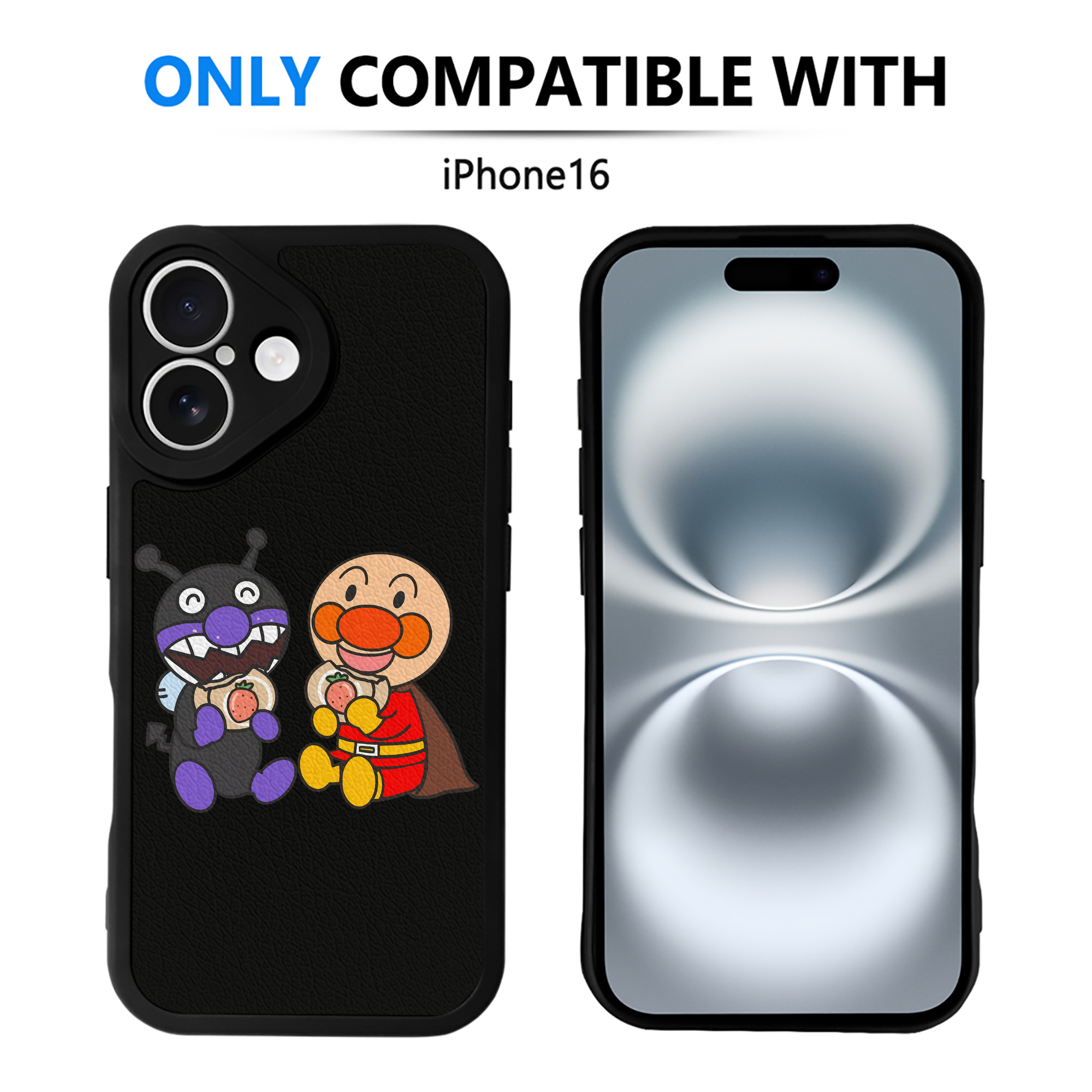 （画像用） アンパンマン Anpanman 【iPhone 16シリーズ対応】シリコンスマホケース（レザー調） 材質：シリコン